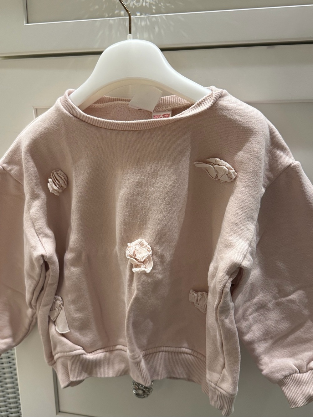 Zara Light Pink Floral Rosette Sweatshirt